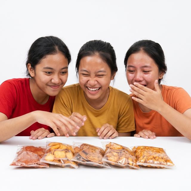 Anak muda ngemil snack Bang Bana